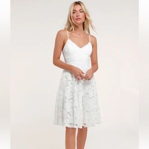 Lulus White Lace Midi Dress
